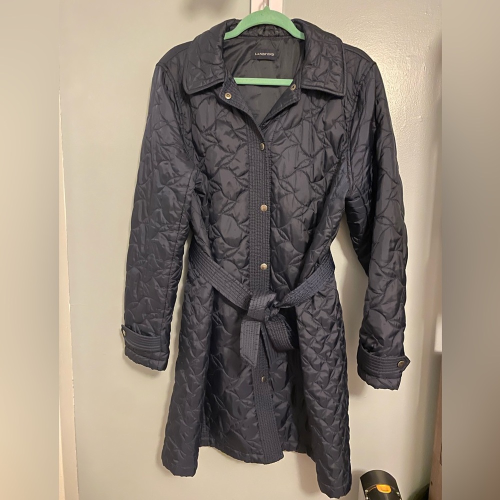 Lands End Navy Blue Quilted Jacket Women’s